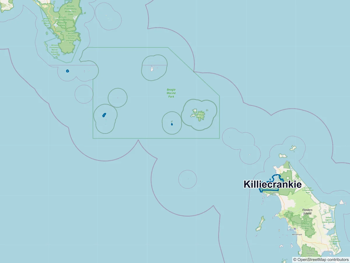 Map of Killiecrankie, TAS, Australia
