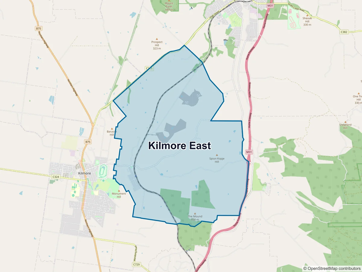 Map of Kilmore East, VIC, Australia