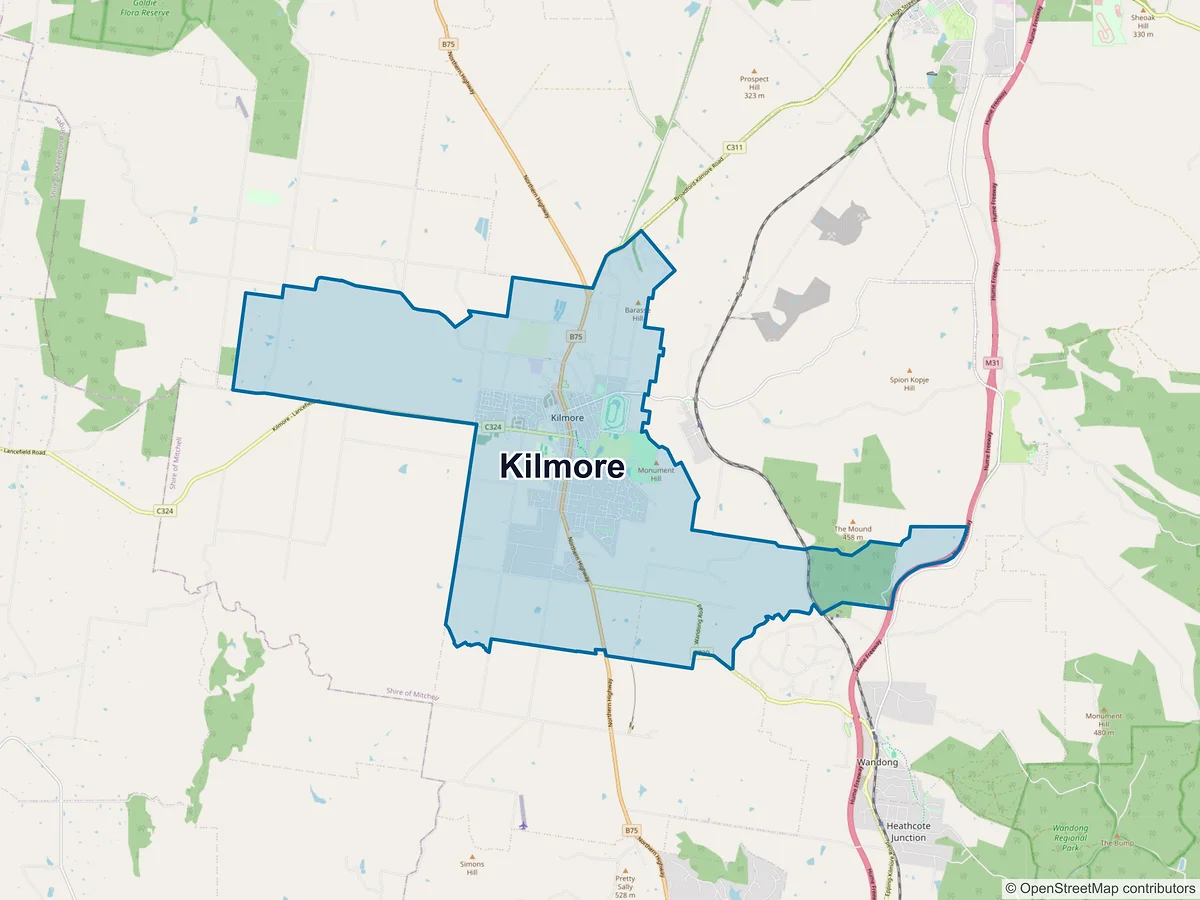 Map of Kilmore, VIC, Australia