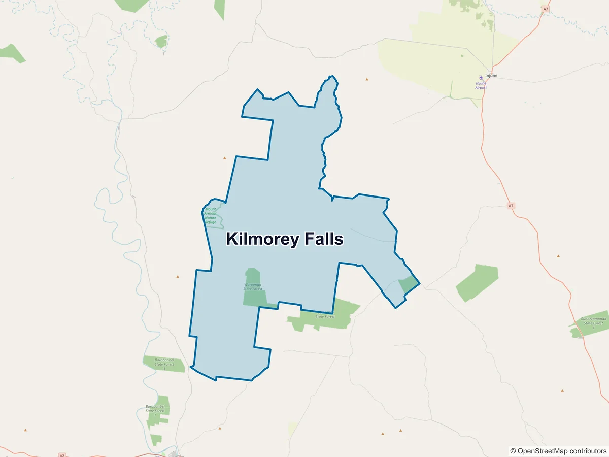Map of Kilmorey Falls, QLD, Australia
