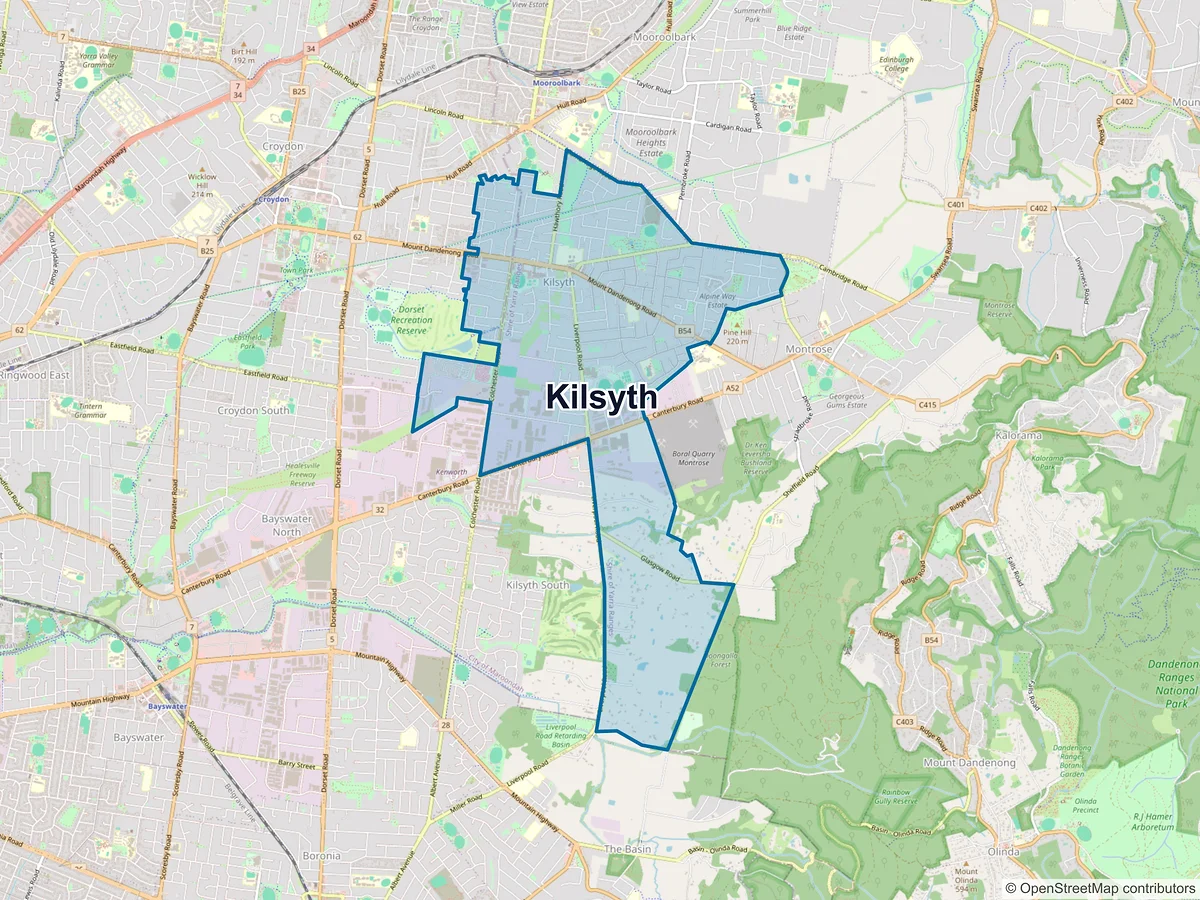 Map of Kilsyth, VIC, Australia