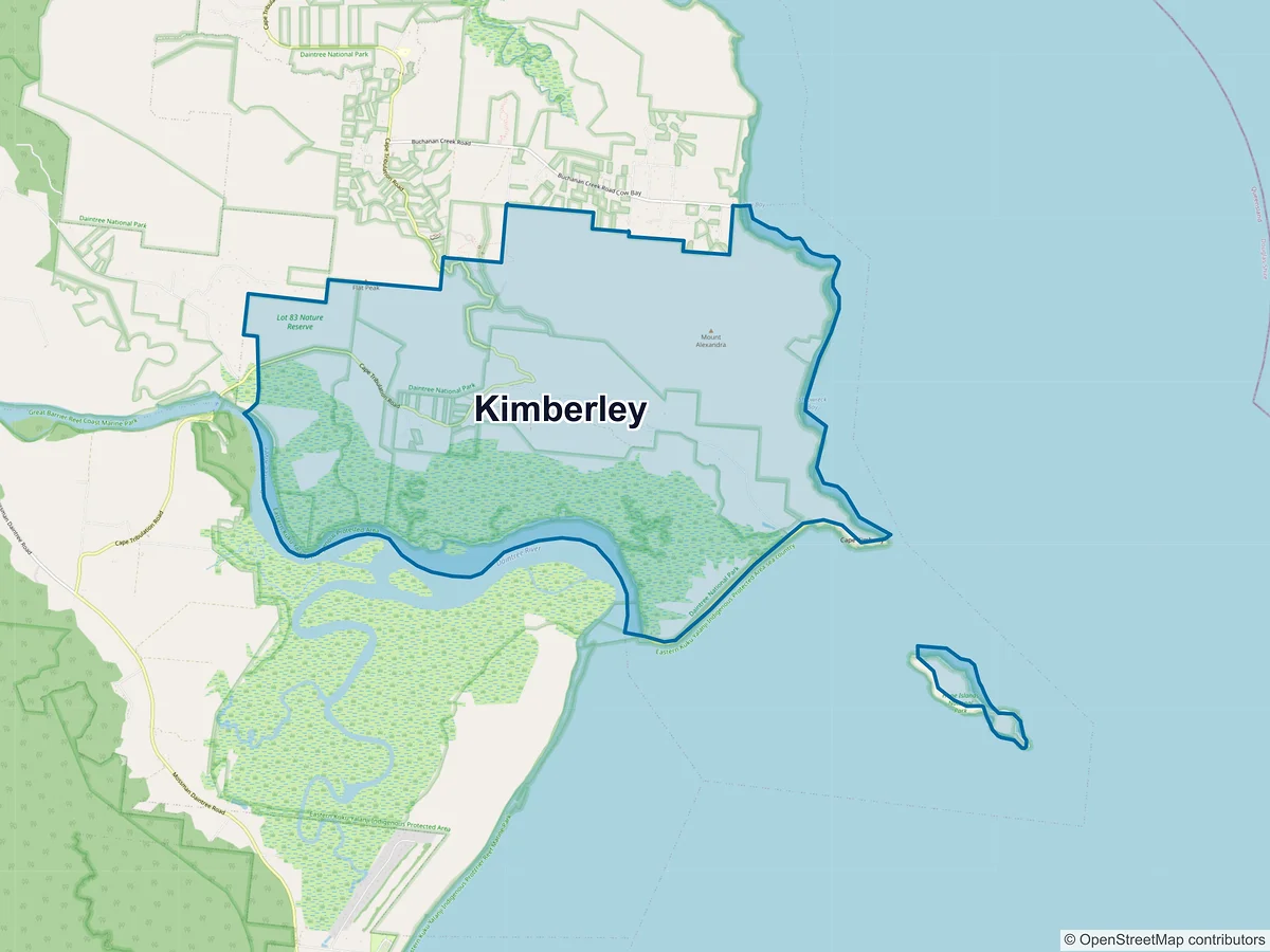 Map of Kimberley, QLD, Australia
