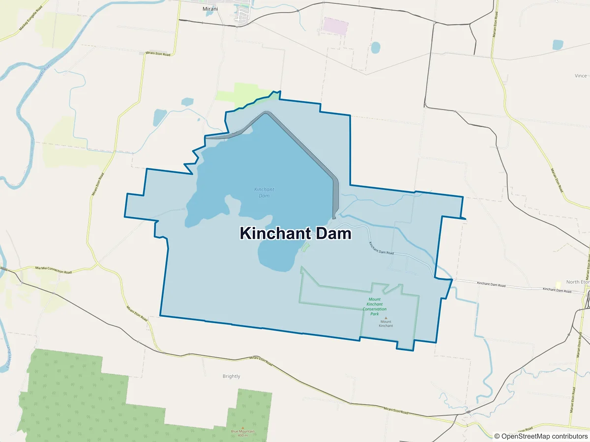 Map of Kinchant Dam, QLD, Australia