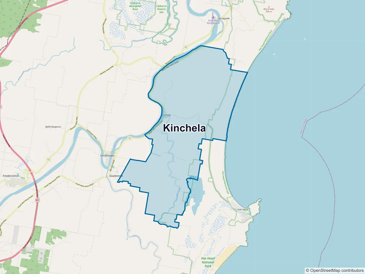 Map of Kinchela, NSW, Australia