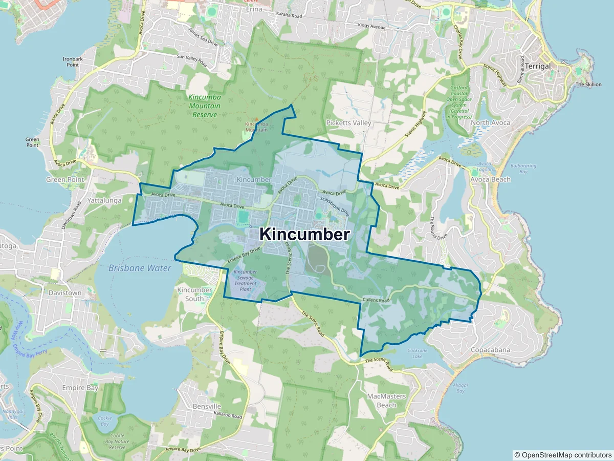 Map of Kincumber, NSW, Australia