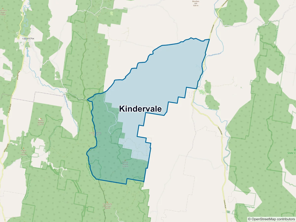 Map of Kindervale, NSW, Australia