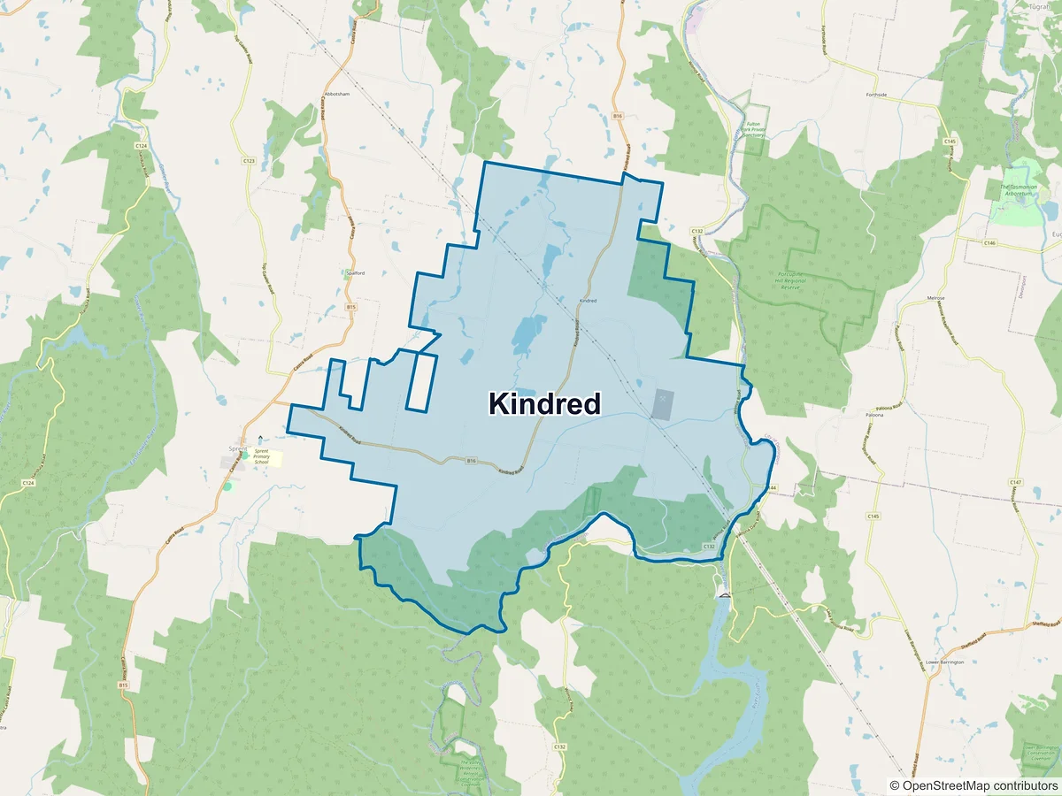 Map of Kindred, TAS, Australia