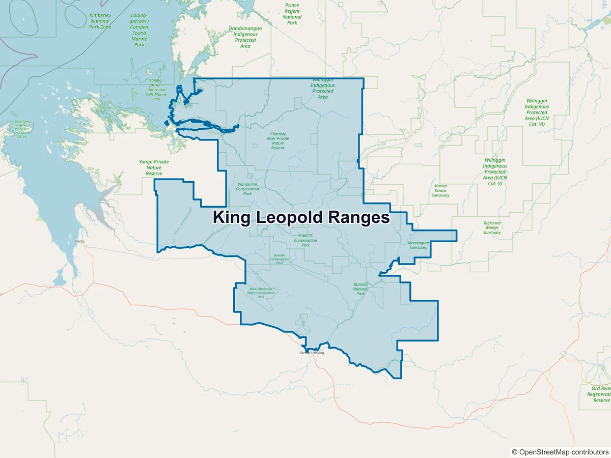 Map of King Leopold Ranges, WA, Australia