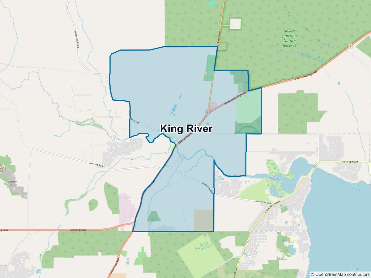 Map of King River, WA, Australia