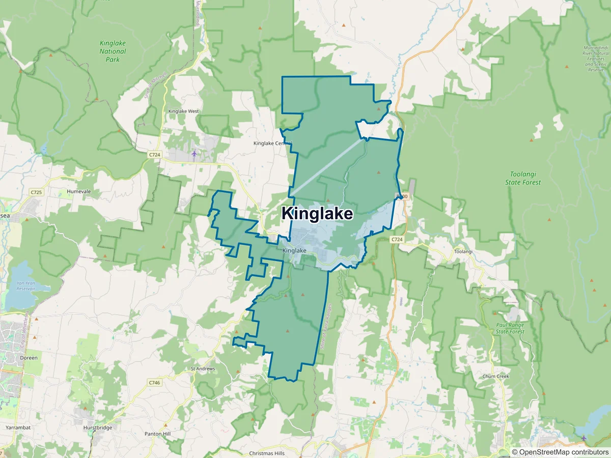 Map of Kinglake, VIC, Australia
