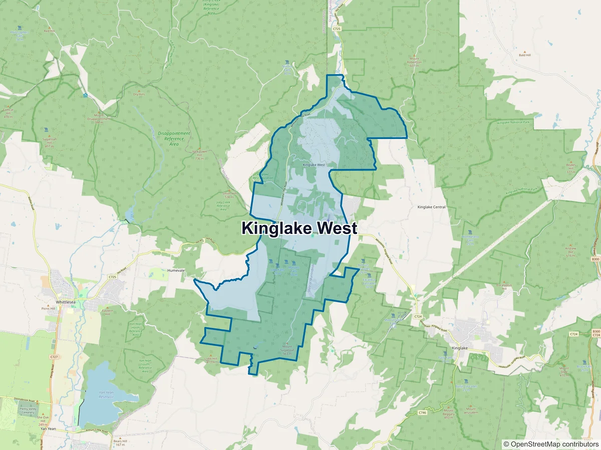 Map of Kinglake West, VIC, Australia