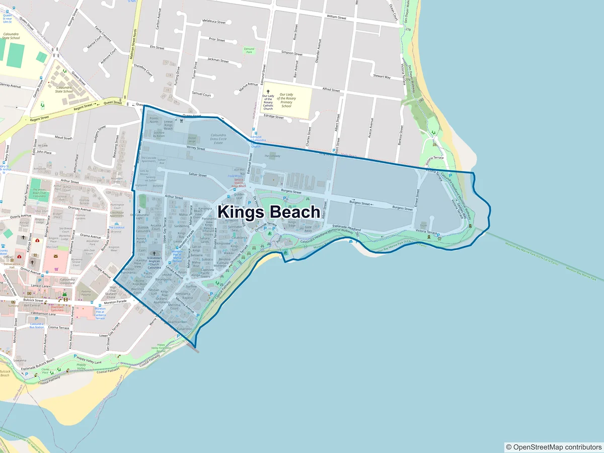 Map of Kings Beach, QLD, Australia
