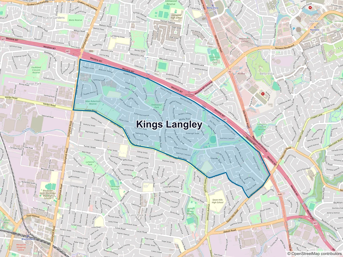 Map of Kings Langley, NSW, Australia