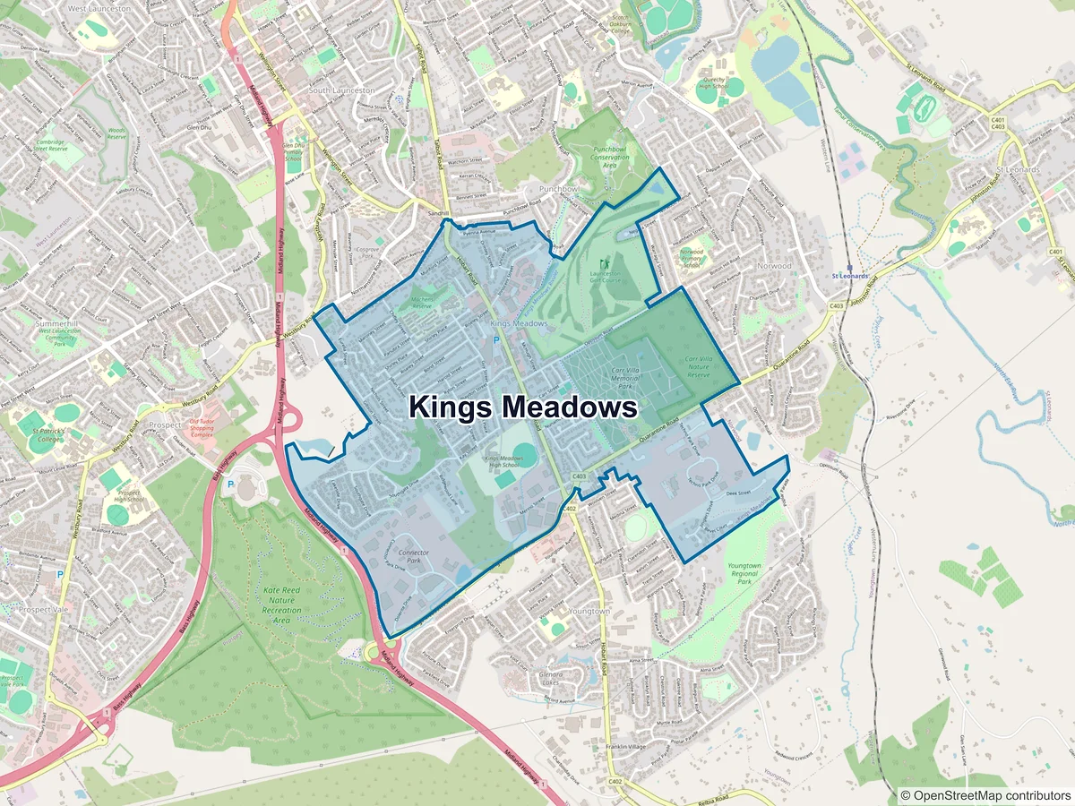 Map of Kings Meadows, TAS, Australia