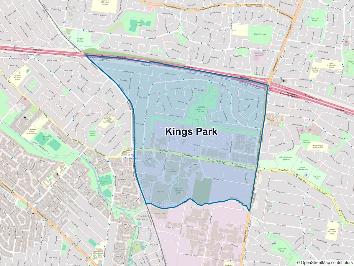 Map of Kings Park, NSW, Australia