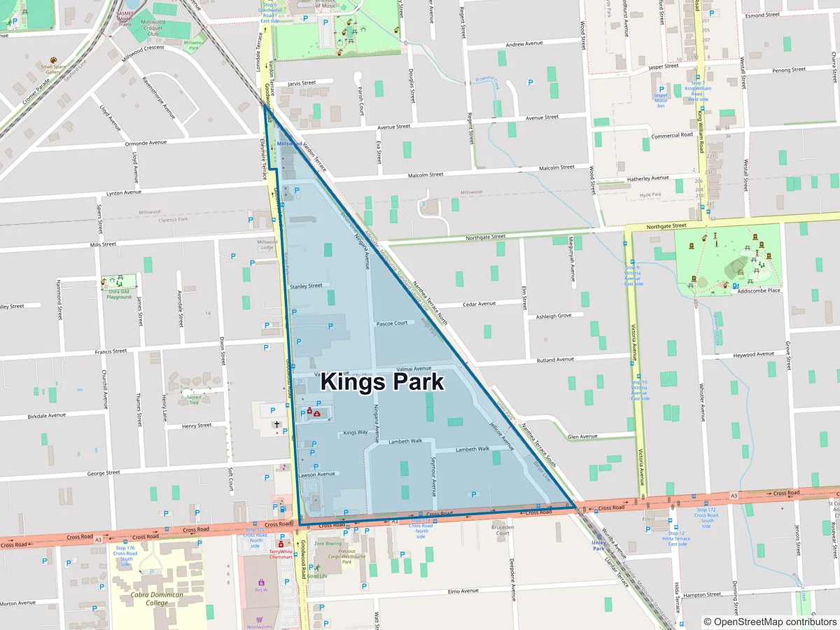 Map of Kings Park, SA, Australia