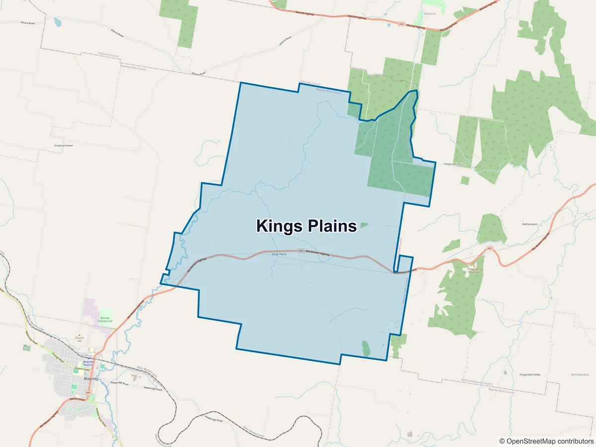 Map of Kings Plains, NSW, Australia