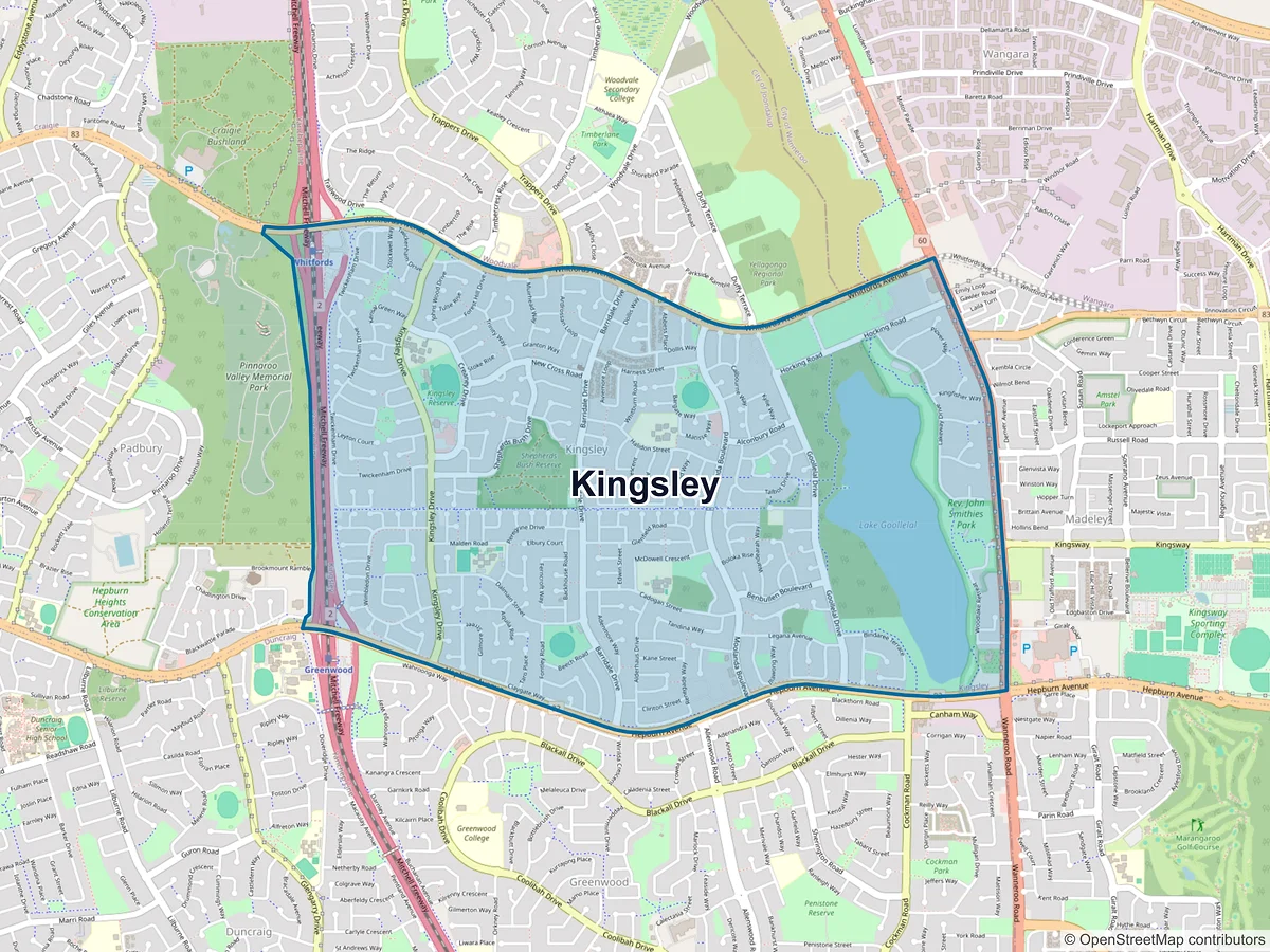 Map of Kingsley, WA, Australia