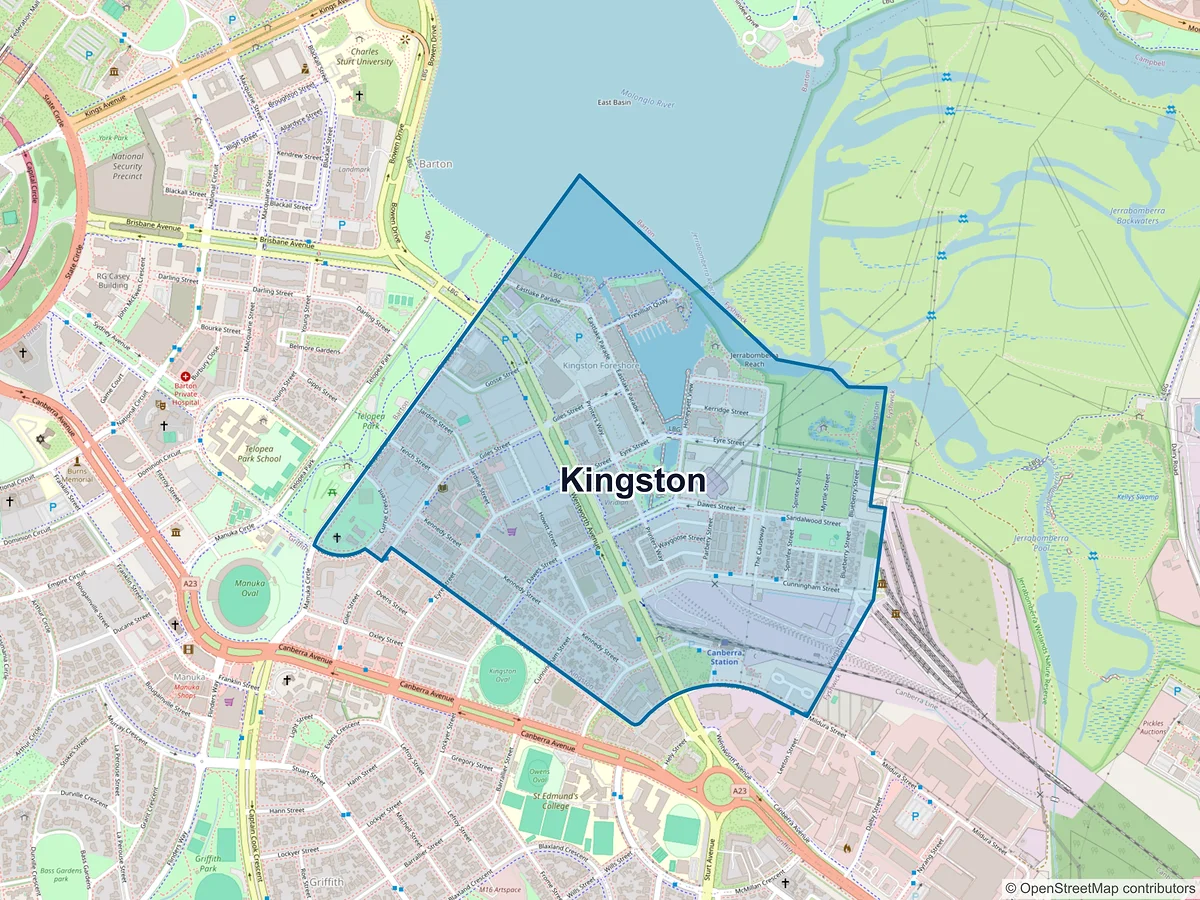 Map of Kingston, ACT, Australia