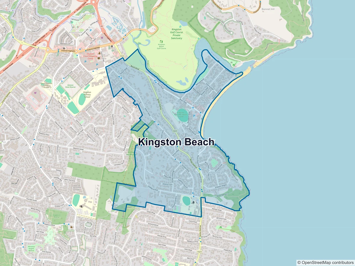 Map of Kingston Beach, TAS, Australia