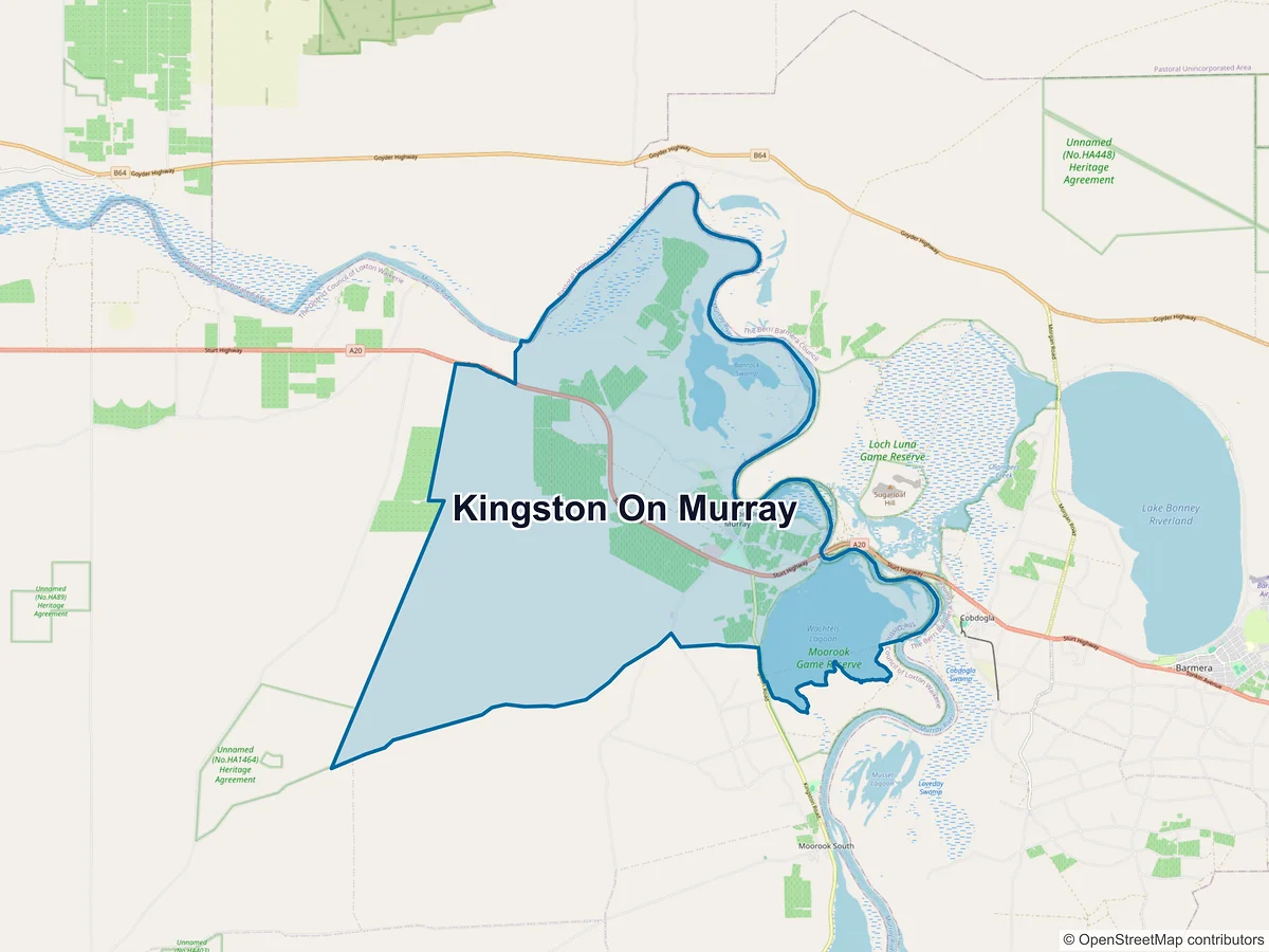 Map of Kingston on Murray, SA, Australia