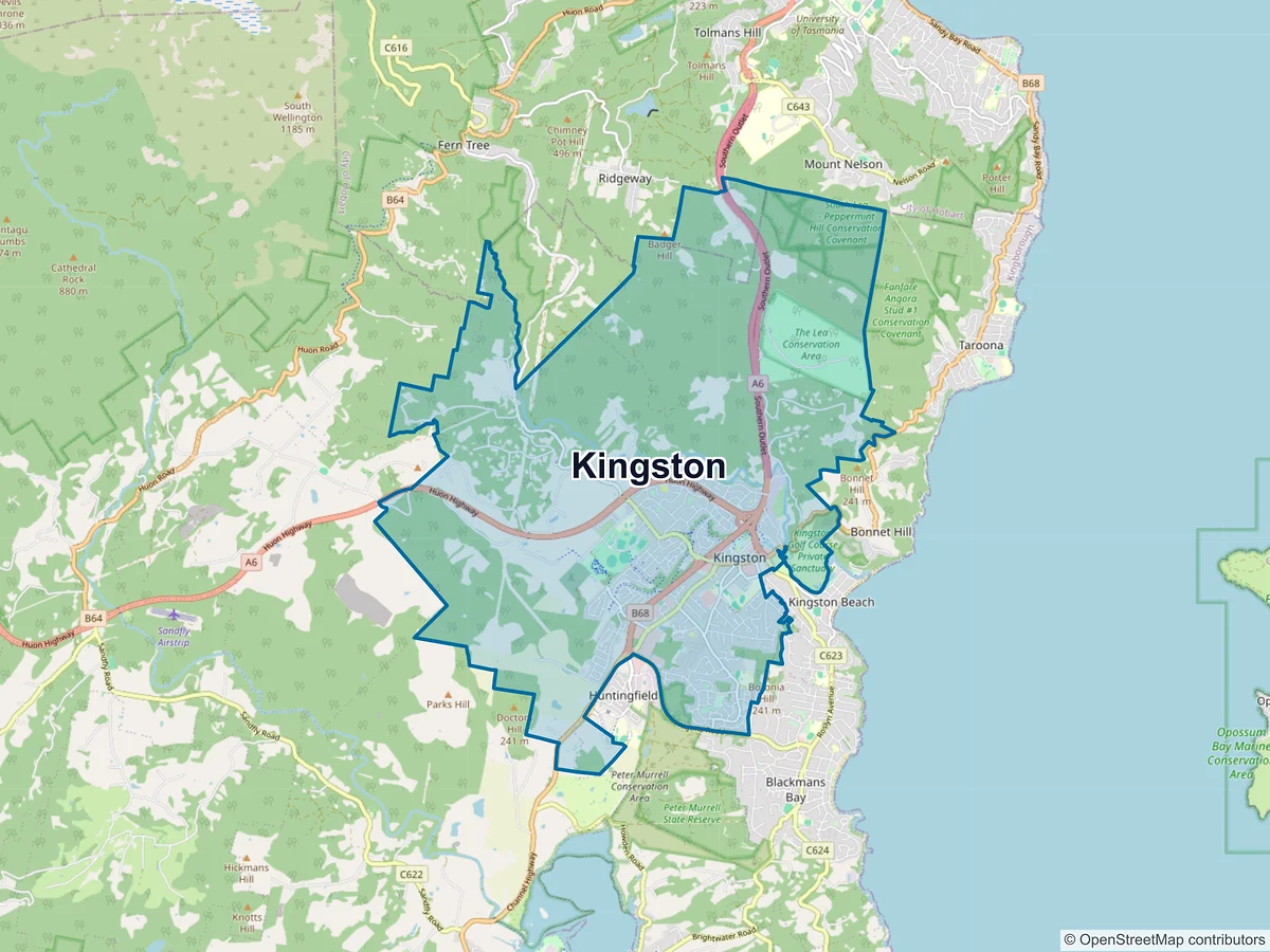 Map of Kingston, TAS, Australia