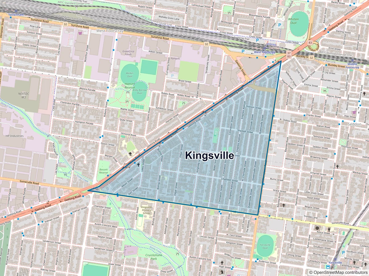 Map of Kingsville, VIC, Australia