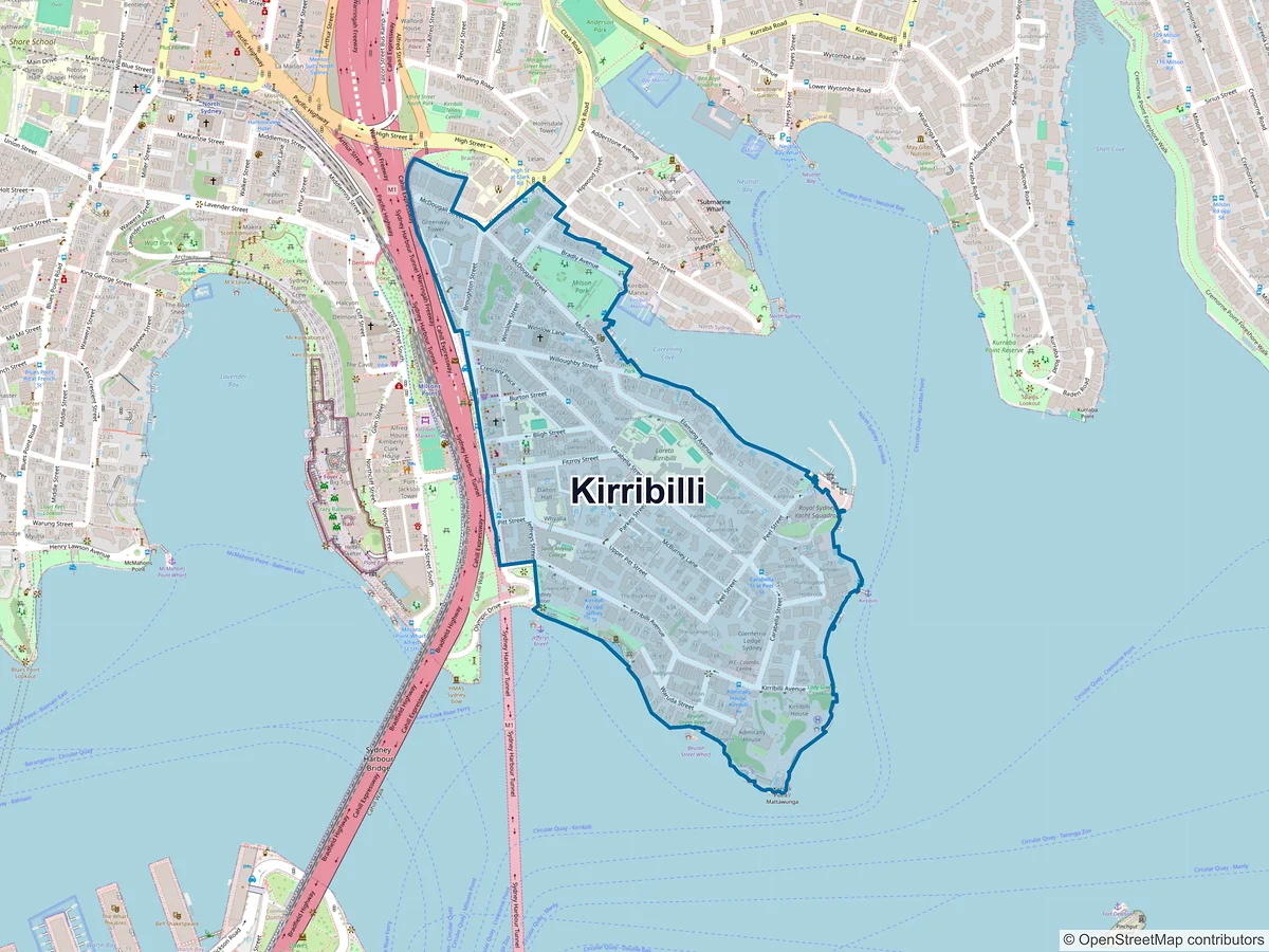 Map of Kirribilli, NSW, Australia