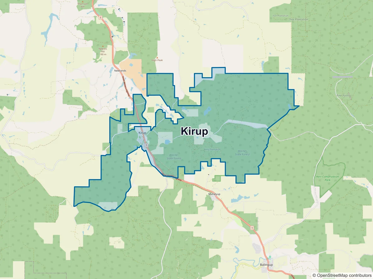 Map of Kirup, WA, Australia