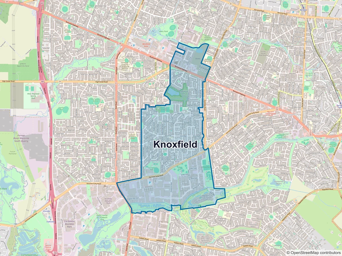 Map of Knoxfield, VIC, Australia