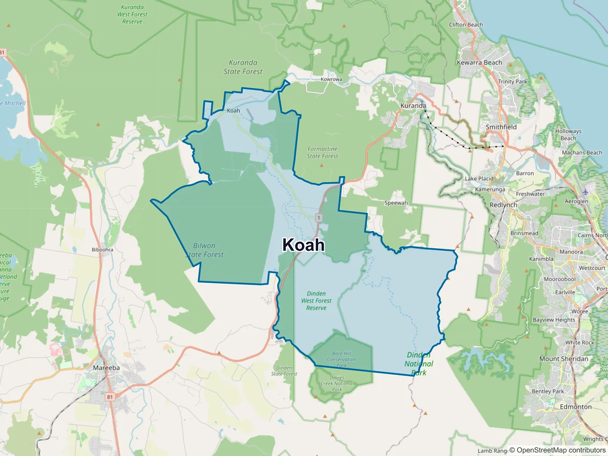 Map of Koah, QLD, Australia