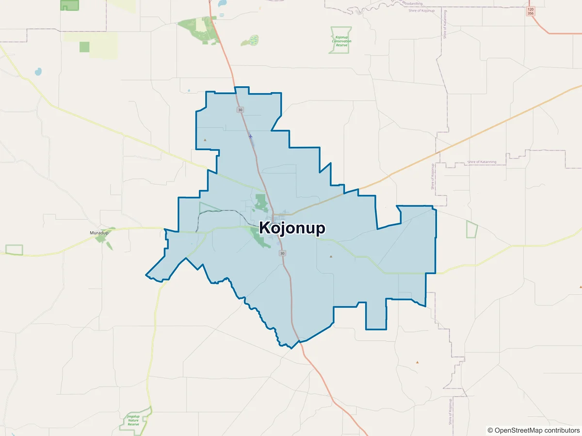 Map of Kojonup, WA, Australia