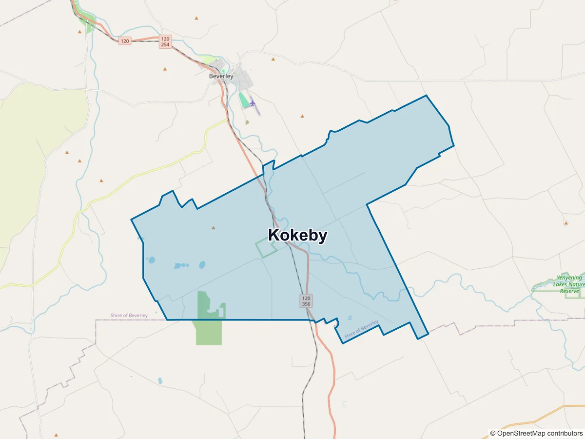 Map of Kokeby, WA, Australia