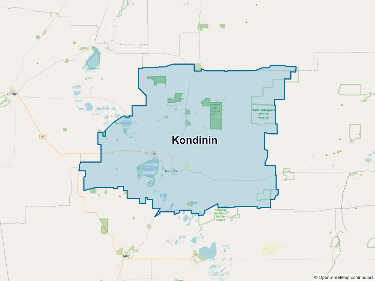 Map of Kondinin, WA, Australia