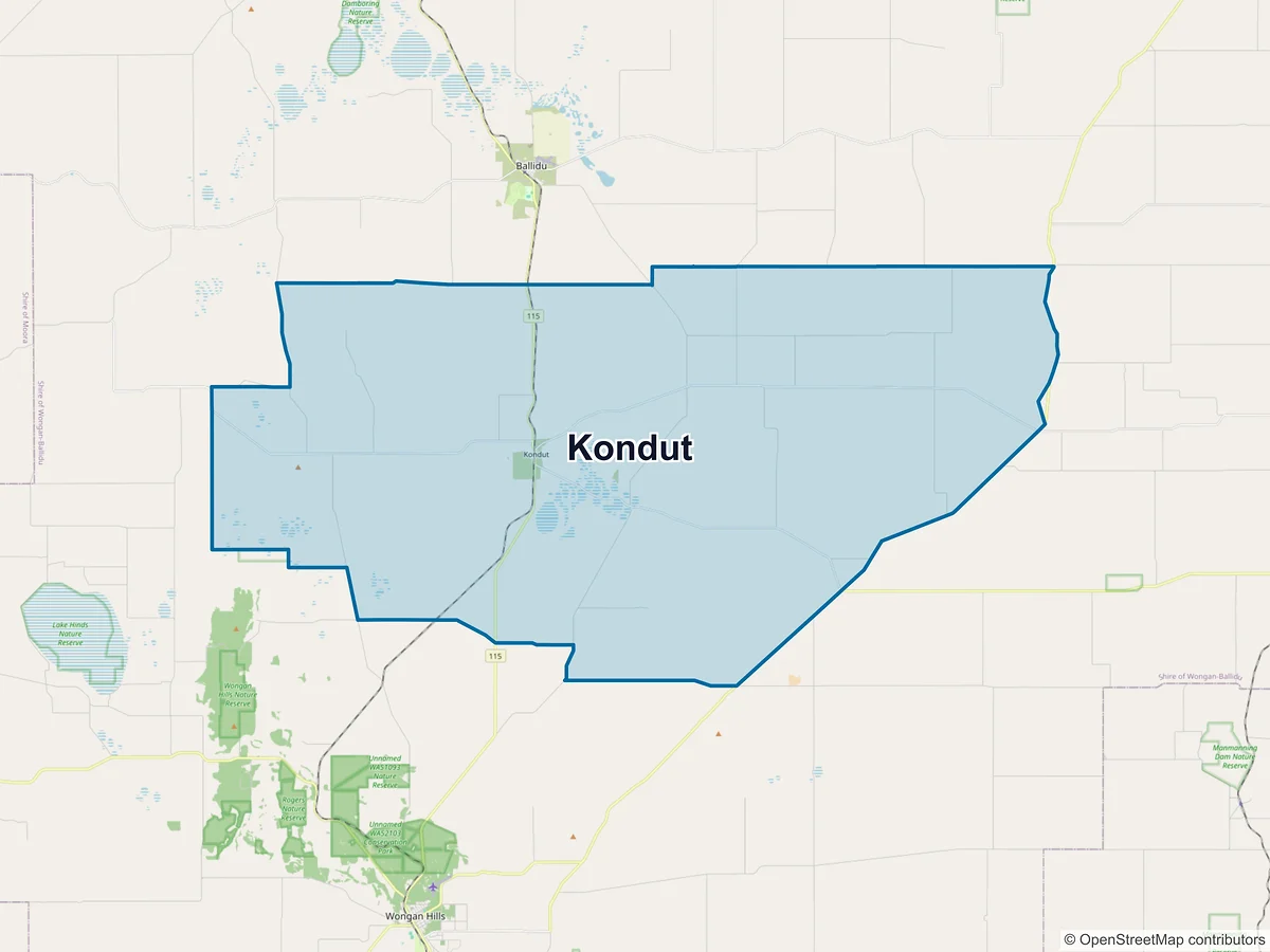 Map of Kondut, WA, Australia