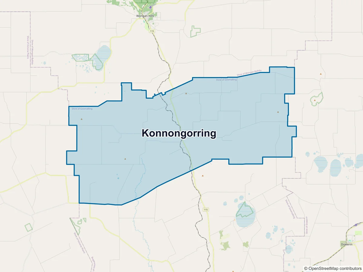 Map of Konnongorring, WA, Australia