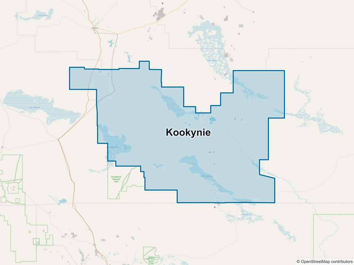 Map of Kookynie, WA, Australia