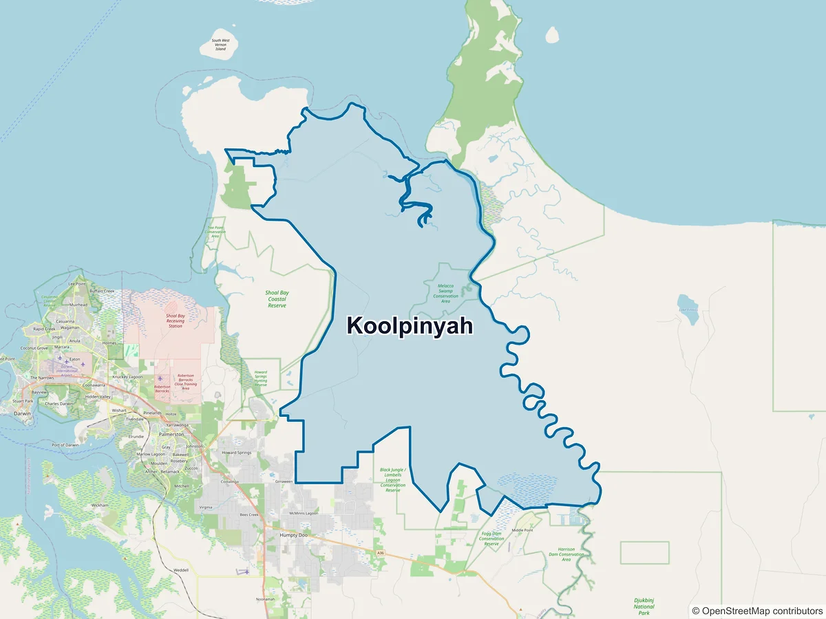 Map of Koolpinyah, NT, Australia