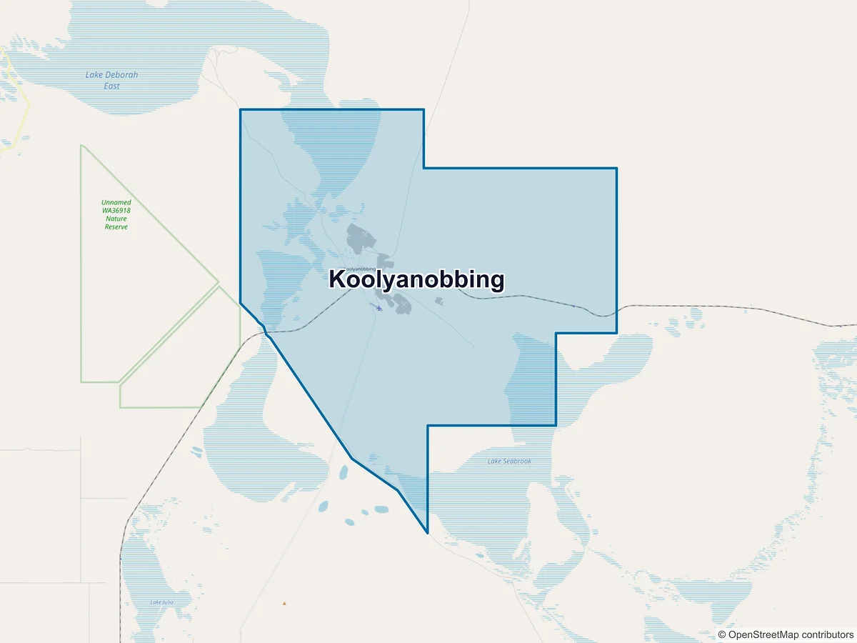 Map of Koolyanobbing, WA, Australia