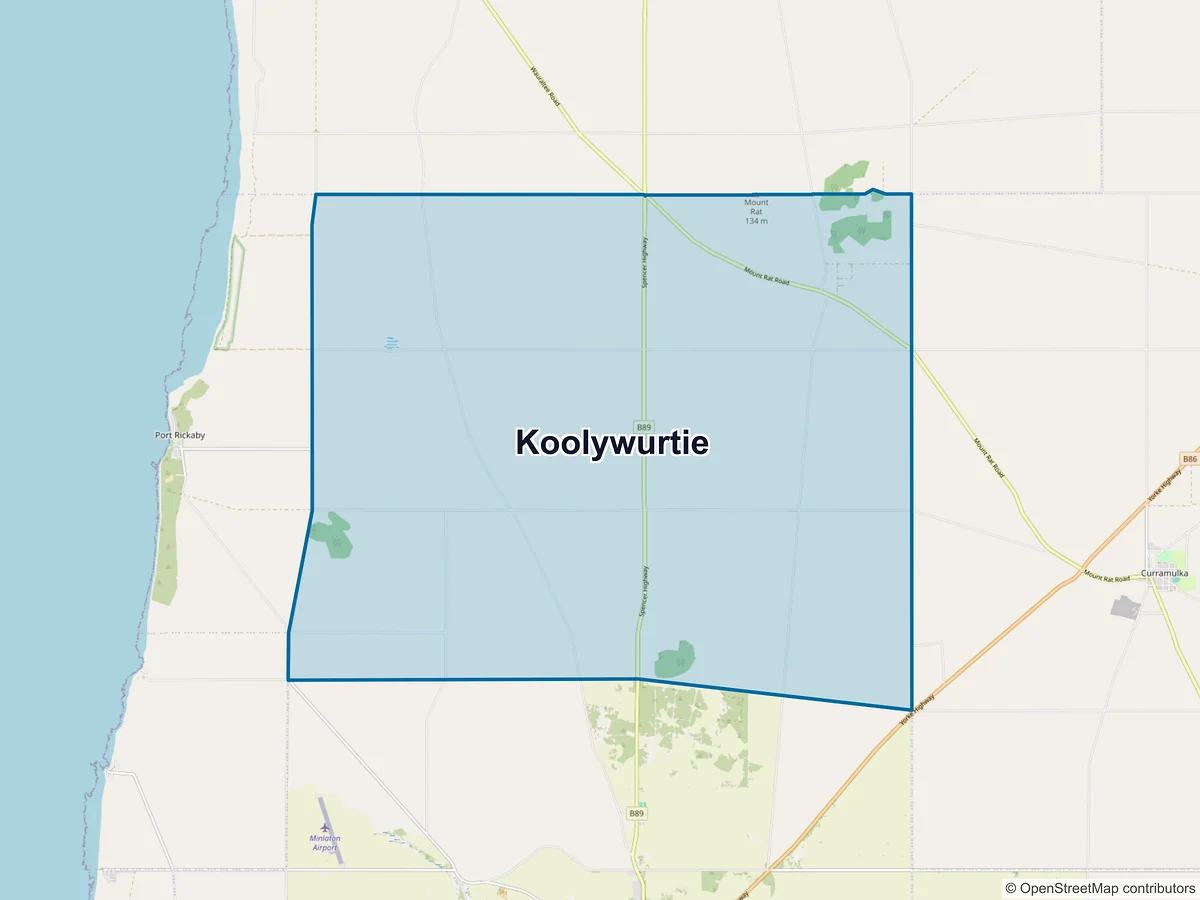 Map of Koolywurtie, SA, Australia