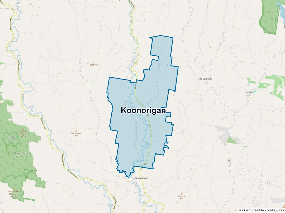 Map of Koonorigan, NSW, Australia
