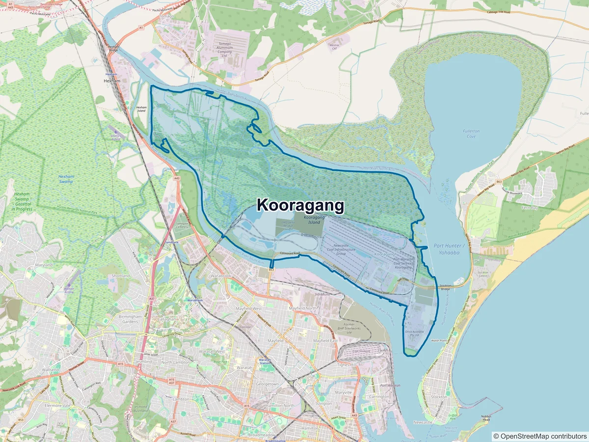 Map of Kooragang, NSW, Australia