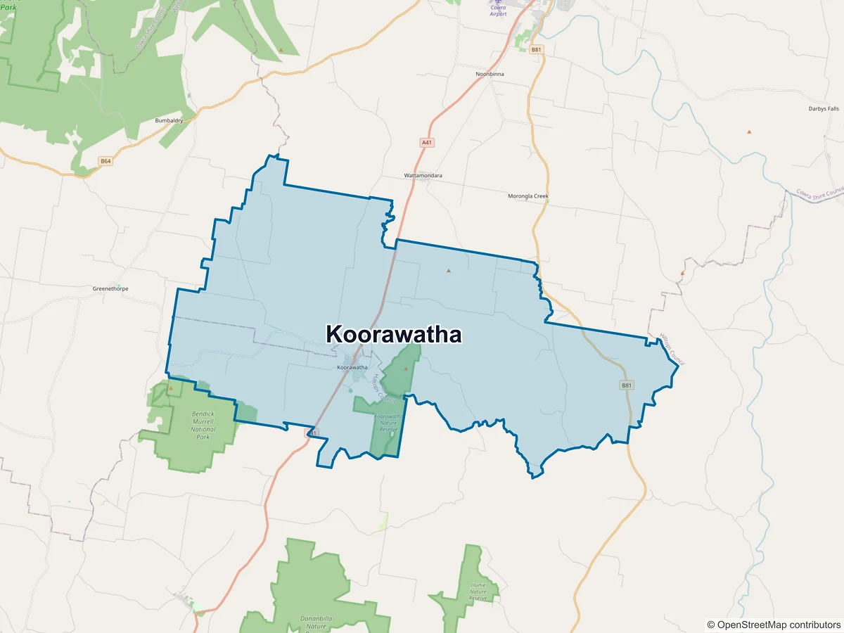 Map of Koorawatha, NSW, Australia