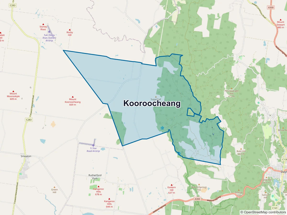Map of Kooroocheang, VIC, Australia