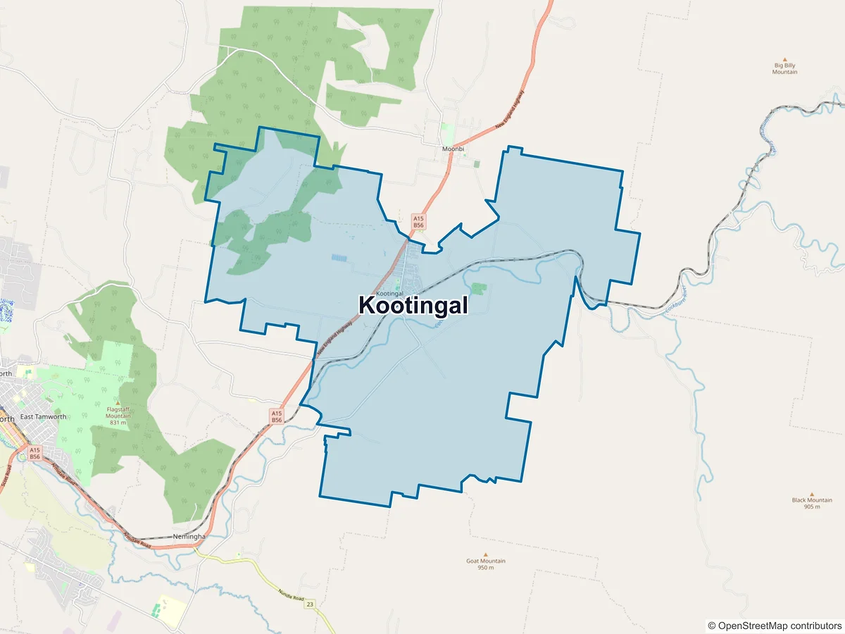 Map of Kootingal, NSW, Australia