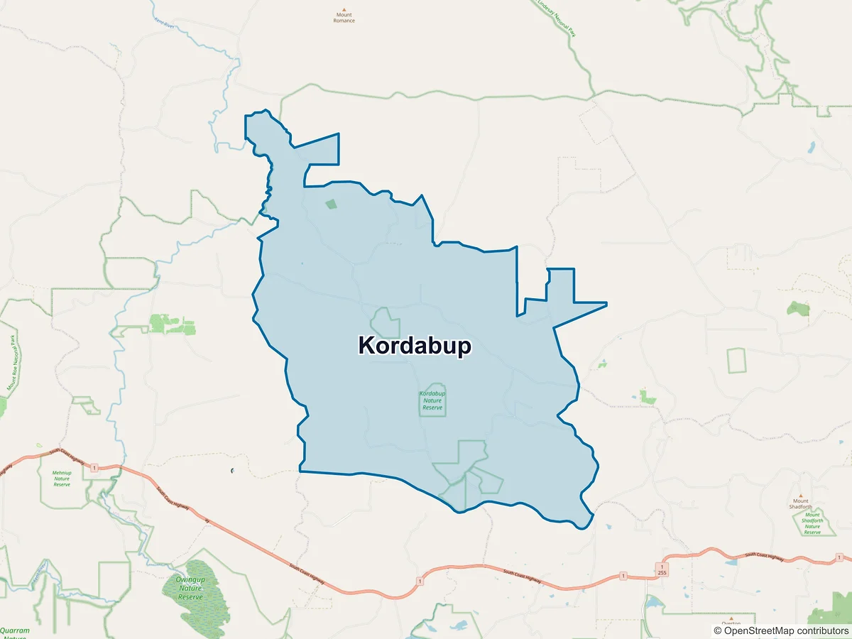 Map of Kordabup, WA, Australia