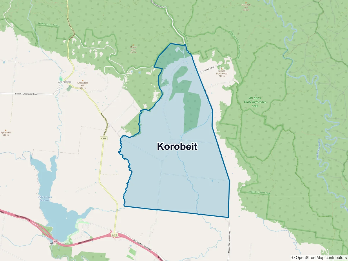 Map of Korobeit, VIC, Australia