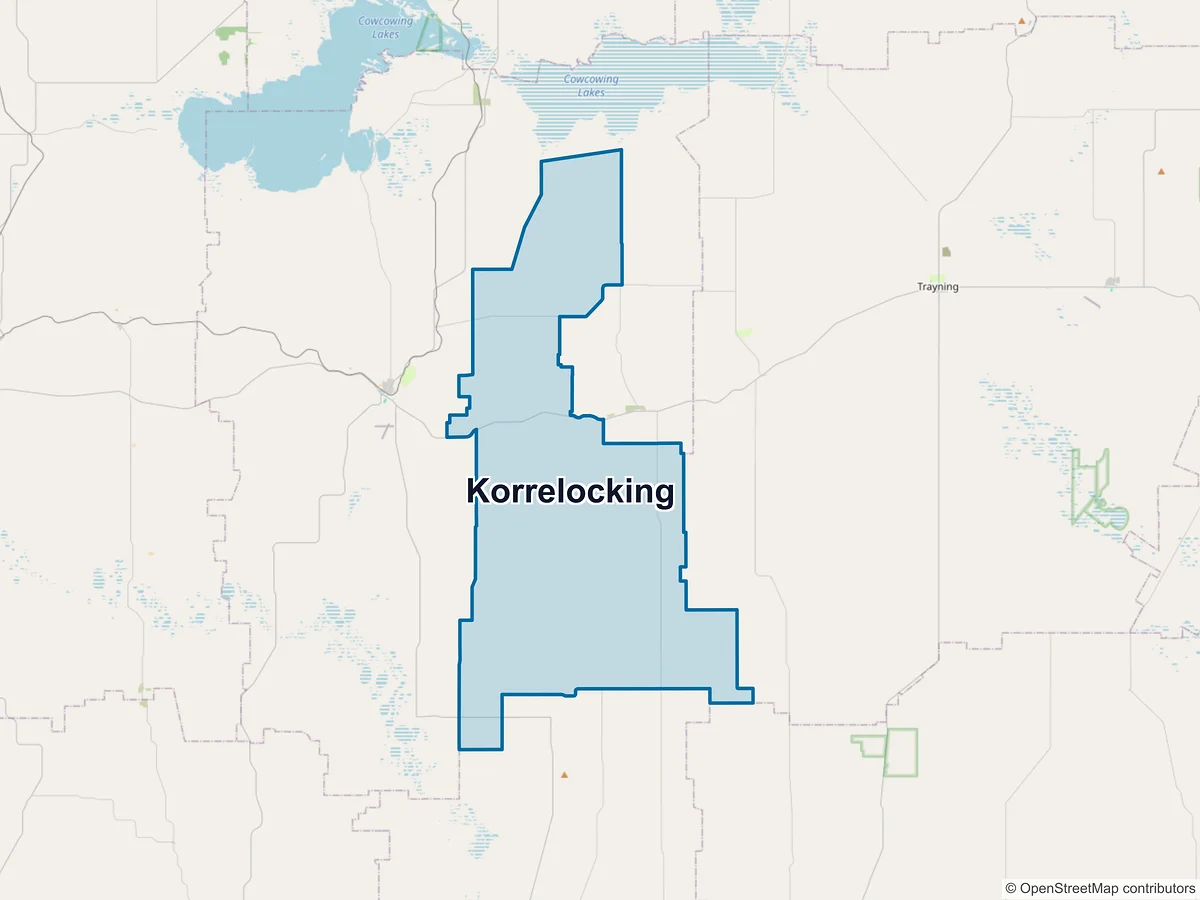 Map of Korrelocking, WA, Australia