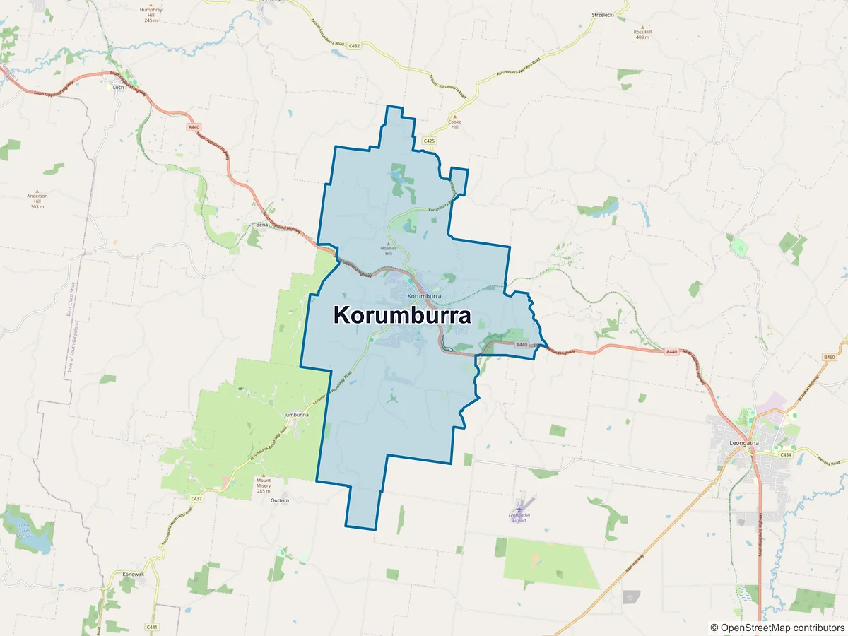 Map of Korumburra, VIC, Australia