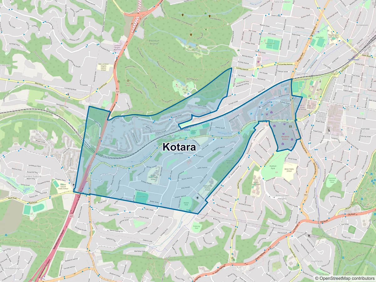 Map of Kotara, NSW, Australia